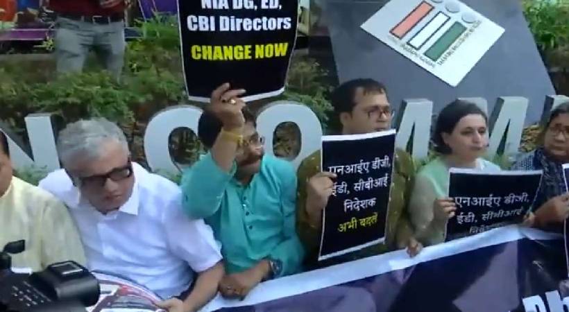 Protesting Trinamool MPs Dragged Detained By Cops Outside Poll Body Office