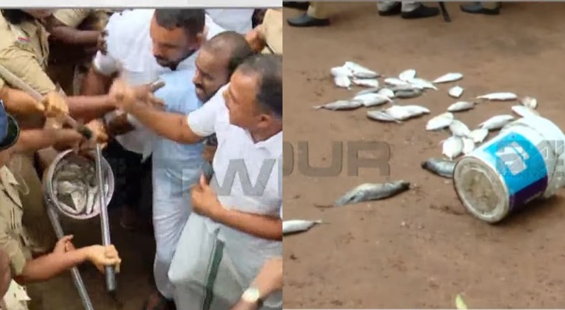 protest against pollution control board in periyar mass fish death