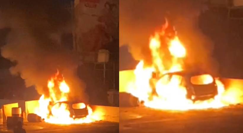 Car catches fire in Kollam driver dies