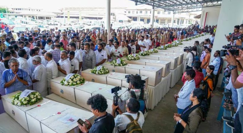 funeral of 4 malayalies died in Kuwait fire accident today