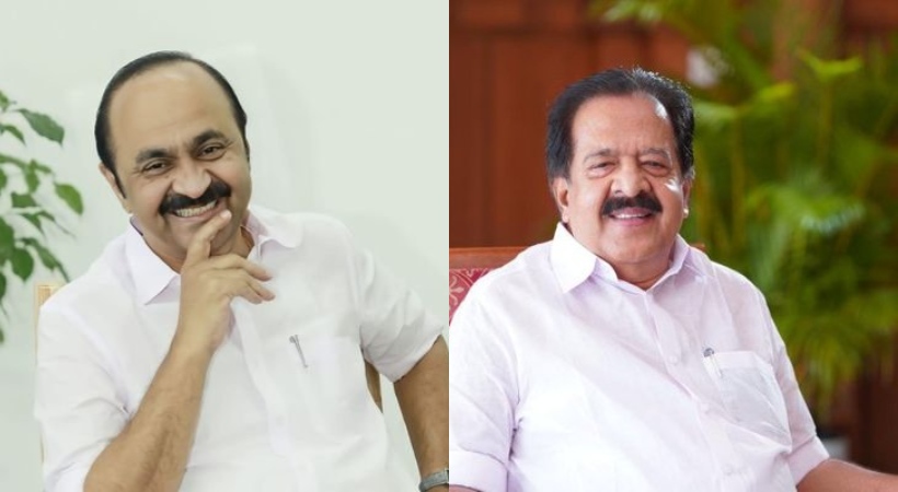 V D satheeshan visits Ramesh chennithala's home