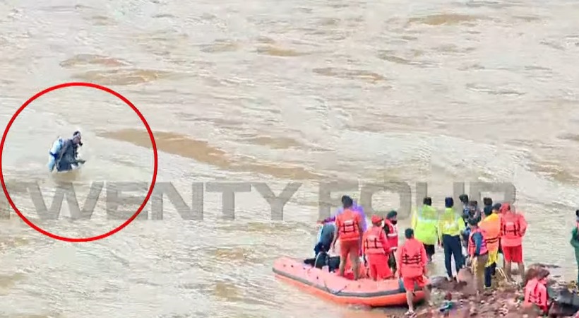 shirur landslide search for arjun in River Gangavali