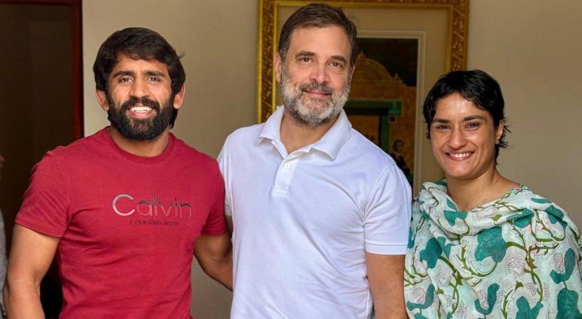 Vinesh Phogat, Bajrang Punia Meet Rahul Gandhi Amid Buzz Over Entering Poll Fray From Haryana