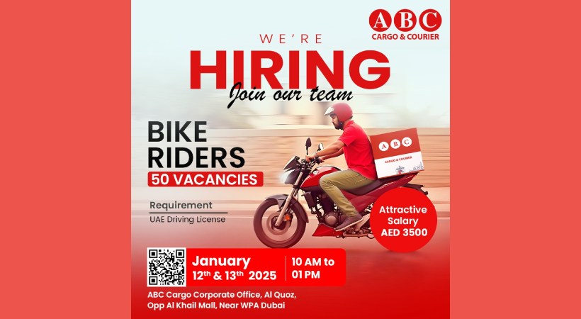 job vacancy for bike riders in ABC cargo
