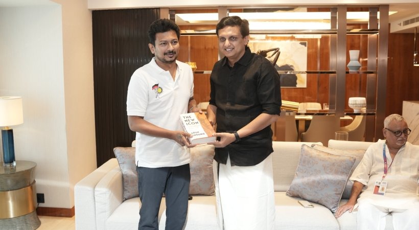 P A Muhammed riyas gifted book to Udayanidhi stalin