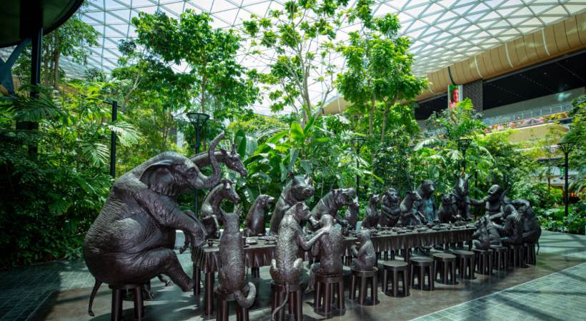 wildlife sculpture collection installed at Hamad International Airport