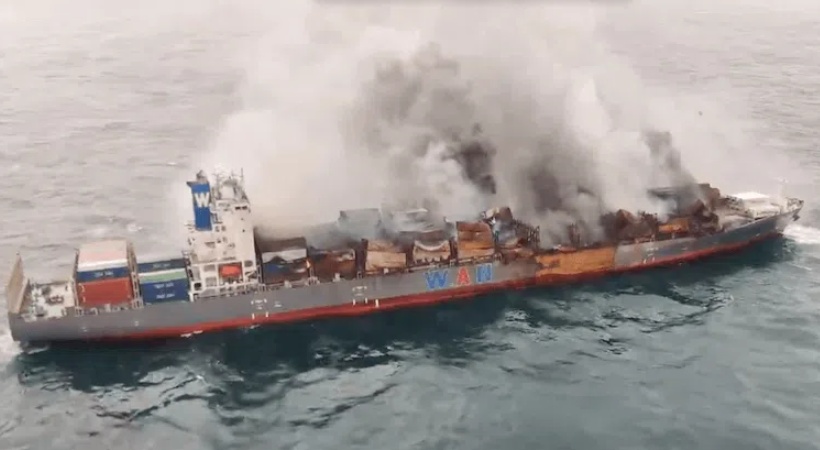 Fire-hit wan Hai 503 towed out of Indian exclusive economic zone